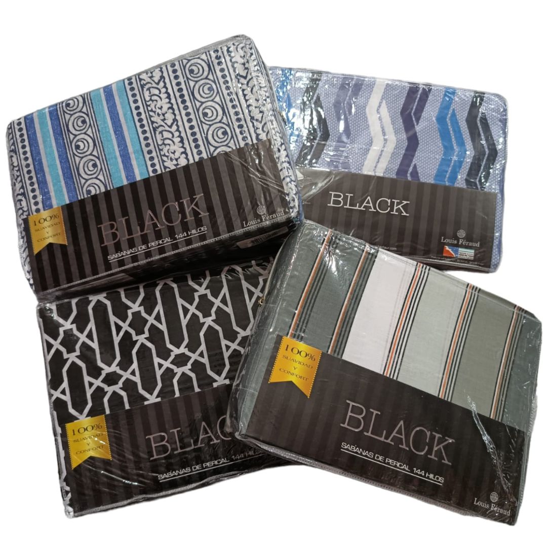 xr:d:DAFriiXP2Tk:4,j:1208490318855752806,t:23081418 JUEGO DE SABANA LOUIS FERAUD BLACK 144H 2 1/2 - Imagen 1