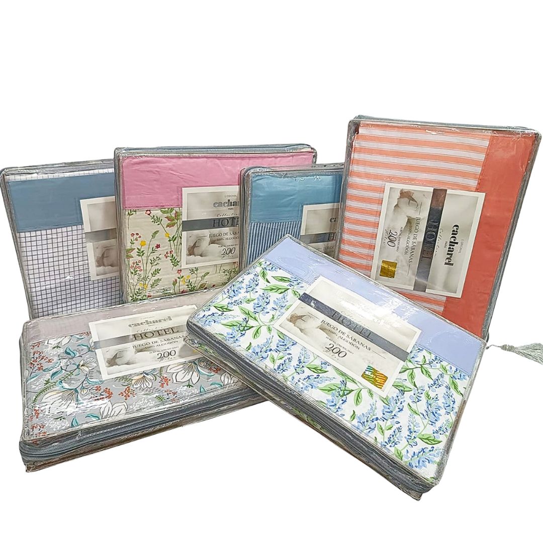 29902 JUEGO DE SABANAS 100% ALGODON 200 H KING 200X200X40CM CACHAREL - Imagen 1