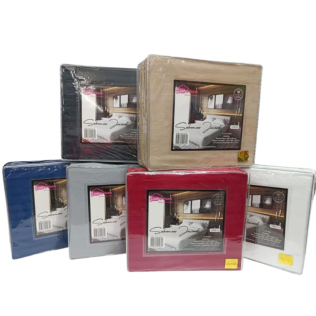 29905 JUEGO DE SABANAS MICROFIBRA JACARD KING PLAZA LOVE Y HOME - Imagen 1